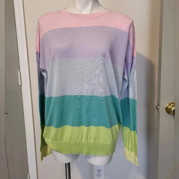 Textile by Elizabeth and James Sweater Pastel Multicolored Striped(XL) - Picture 1 of 8